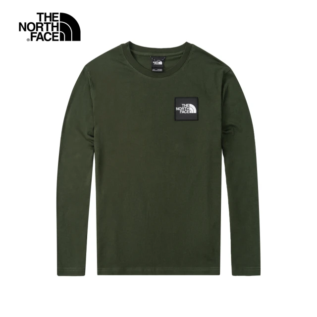 The North Face【The North Face】北面UE男款墨綠色吸濕排汗經典LOGO長袖T恤｜4U9YHDA