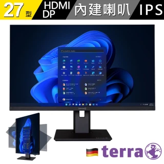 【terra 沃特曼】2763WPV 27型IPS廣視角螢幕(3年保固/內建喇叭/零閃屏、抗藍光)