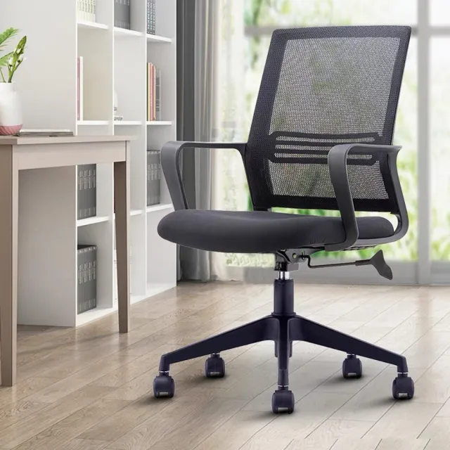 【久坐透氣推薦款】德瑞克3D貼合透氣坐墊+強韌網布大護腰低背電腦椅/辦公椅(彈性護腰設計)