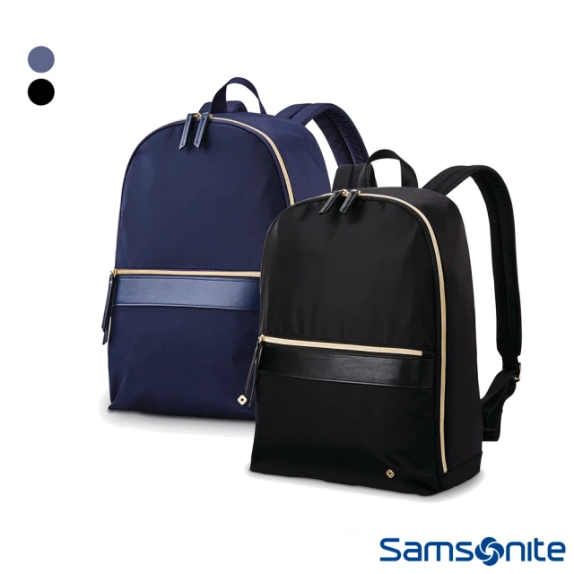 【Samsonite 新秀麗】MOBILE SOLUTION百搭耐用防潑水筆電後背包14(海軍藍&黑)