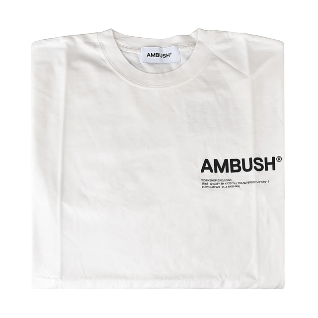 AMBUSH字母LOGO棉質短袖T-Shirt(白x黑字)