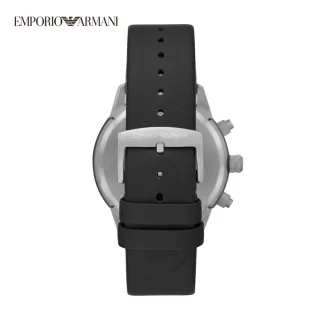 【EMPORIO ARMANI】MARIO 曠野風潮計時男錶 簡約黑色皮革錶帶  43mm AR11325