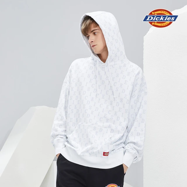 Dickies【Dickies】男款白色純棉滿身印花連帽大學T｜DK010358D17