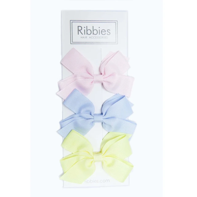 Ribbies【Ribbies】經典中蝴蝶結3入組-粉嫩系列(髮夾)