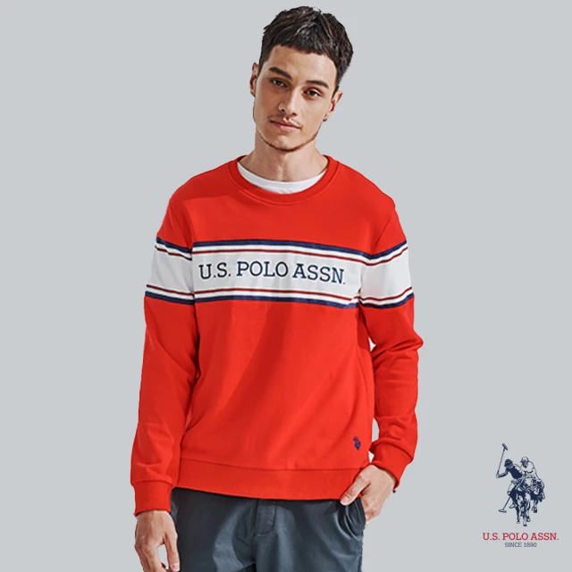 【U.S. POLO ASSN.】男款潮流印字長袖衛衣(三色任選)