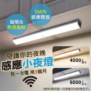 【無線USB充電】LED燈管 LED燈條 長條燈 磁吸燈 智能感應燈 走道燈 夜燈-30cm