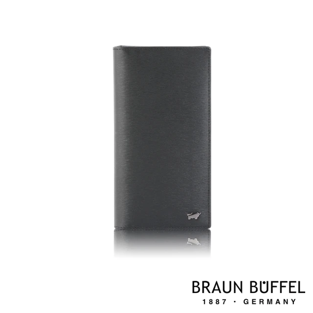 【BRAUN BUFFEL 德國小金牛】台灣總代理 波索 15卡拉鍊零錢袋長夾-黑色(BF386-631-BK)