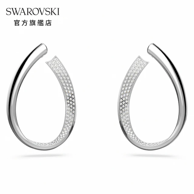 SWAROVSKI 施華洛世奇【SWAROVSKI 施華洛世奇】Exist 大圈耳環 白色 鍍白金色