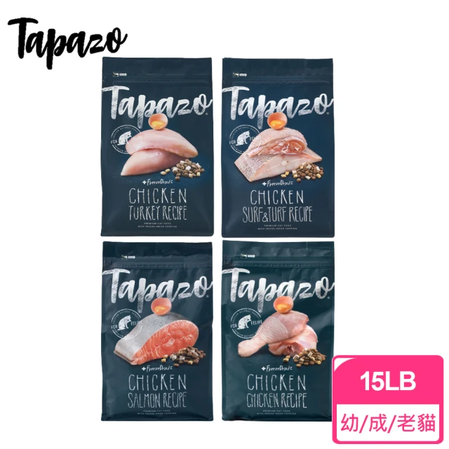 【TAPAZO 特百滋】凍乾雙饗宴無榖乾糧+凍乾 成幼貓/老貓 15磅/6.8kg 貓飼料