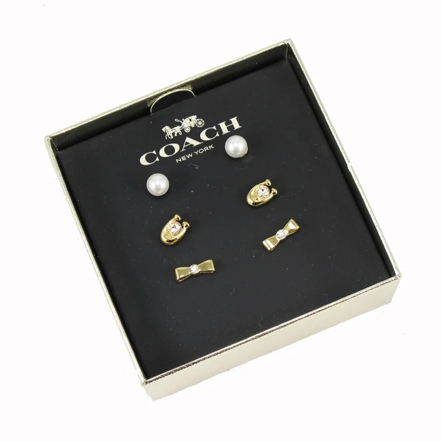 【COACH】送原廠禮盒-三件式耳針套組(蝴蝶結)