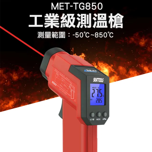 【錫特工業】工業用測溫槍 感應式紅外線溫度計 食品溫度計 非接觸式溫度計 測溫槍(MET-TG850S 精準儀表)