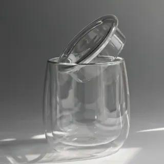 【ORIGAMI】純色陶瓷濾杯Ｓ＋木質杯座＋原廠濾紙Ｓ＋TAMAGO雙層玻璃杯