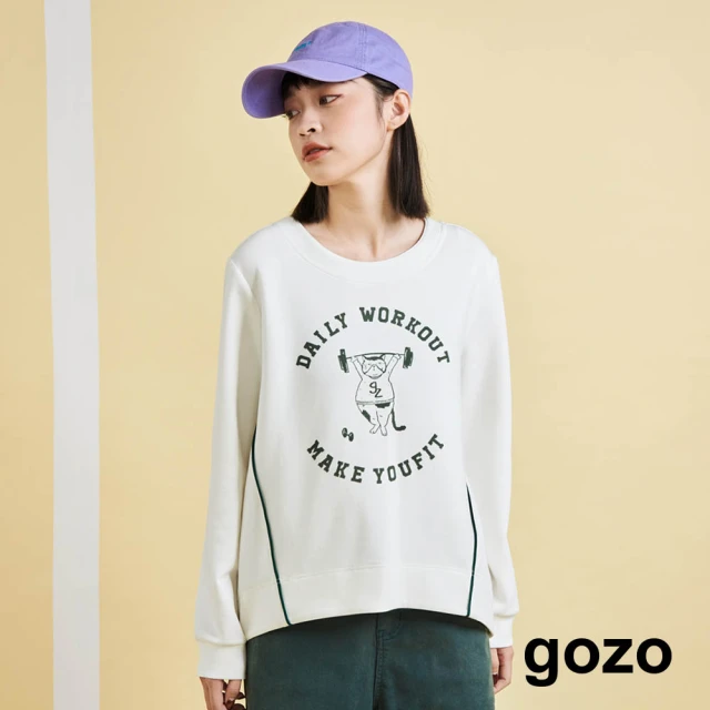【gozo】舉重貓咪空氣棉T恤(兩色)