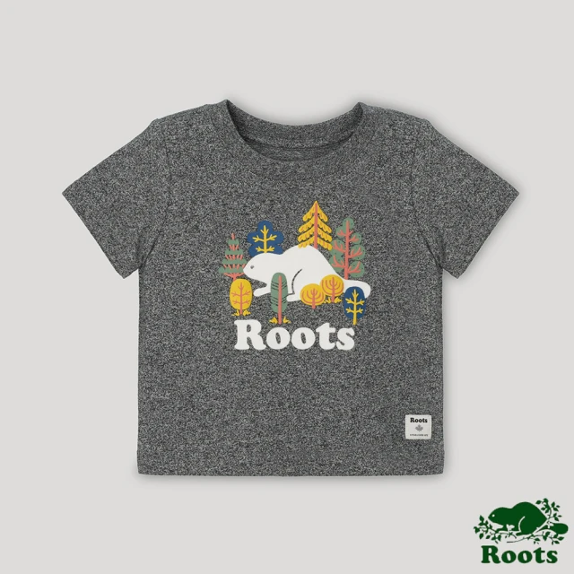 【Roots】Roots 嬰兒- 心靈平衡系列 森林海狸短袖T恤(灰色)