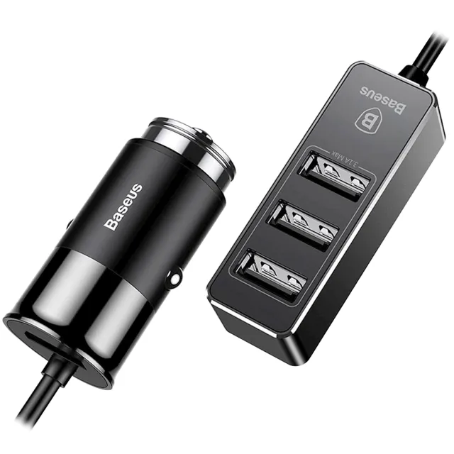 Baseus 4接口輸出1 5米智能usb車充延長線車用前後排快充充電器 台灣公司貨 Momo購物網