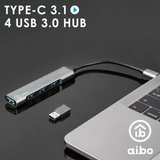 【aibo】Type-C 3.1 鋁合金 4埠USB3.0 HUB(附USB轉接頭)