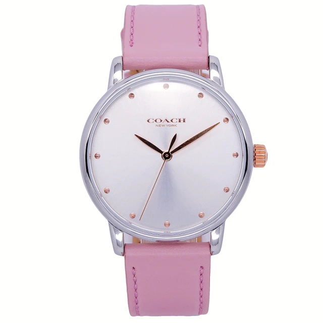 COACH【COACH】COACH 美國頂尖精品簡約時尚流行腕錶-銀面+粉紅-14503582
