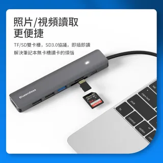 【Blueendless】Type-C 七合一多功能HUB集線器 USB擴充器 HC703(PD充電/HDMI轉接/USB3.0/SD)
