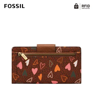 【FOSSIL】Logan 扣式RFID防盜中長夾-心型圖騰 SL6579388