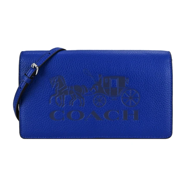 COACH【COACH】ANNA馬車壓印荔枝紋牛皮WOC斜背包(鈷藍)