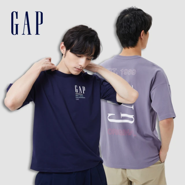 【GAP】男女同款 厚磅密織系列 Logo活力圓領短袖T恤(809026-白色)