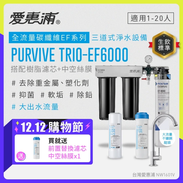 【EVERPURE 愛惠浦】PURVIVE-EF6000單道式廚下型淨水器(到府安裝)