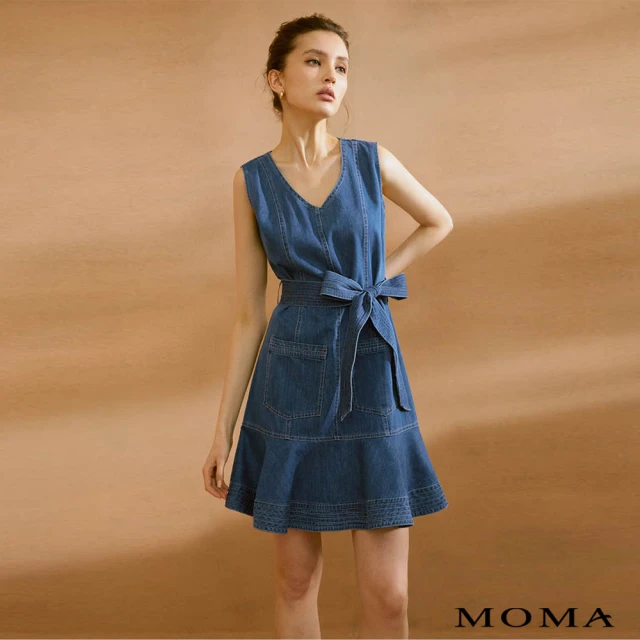 MOMA【MOMA】大口袋丹寧魚尾無袖洋裝(藍色)