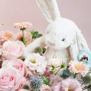 【CNFlower 西恩】粉嫩寶貝 Jellycat兔子鮮花禮盒(送禮/買花/花禮/鮮花)