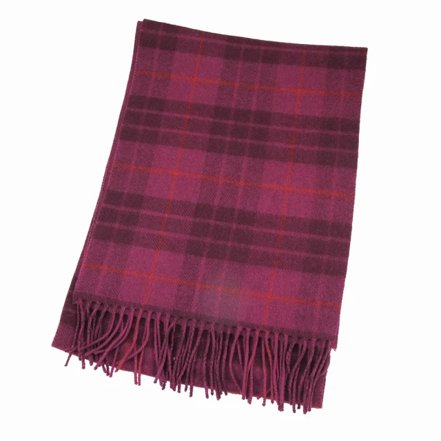 COACH【COACH】新款格紋、馬車雙面羊毛圍巾(雙面紫紅)