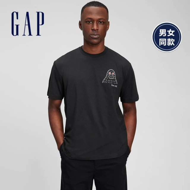 GAP【GAP】男裝 Gap x FRANK APE 聯名系列 時尚印花短袖T恤(796258-黑色)