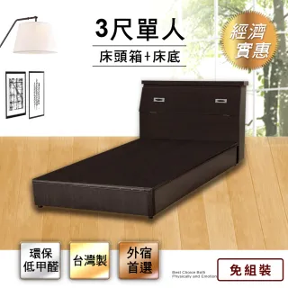 【IHouse】經濟型房間組二件-單人3尺(床頭箱+床底)