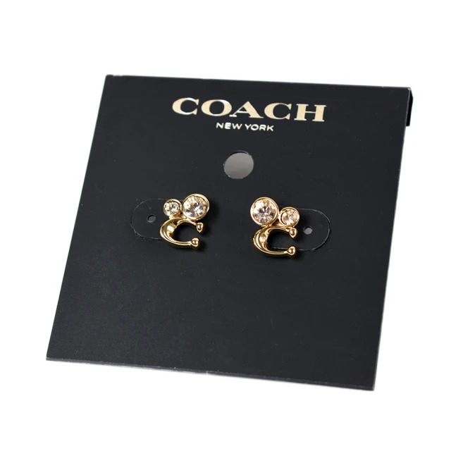 COACH【COACH】晶鑽C字耳環-金色