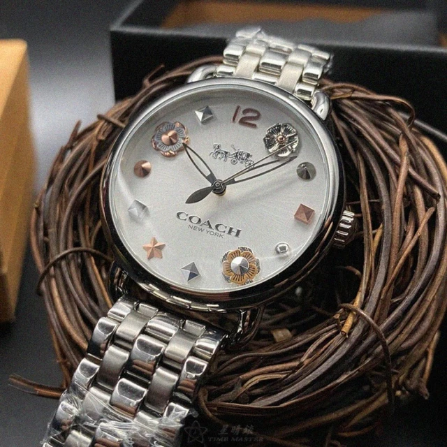 【COACH】COACH蔻馳女錶型號CH00097(白色錶面銀錶殼銀色精鋼錶帶款)