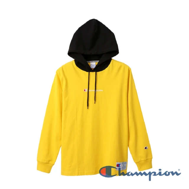 【Champion】AS Logo連帽長袖Tee-黃色