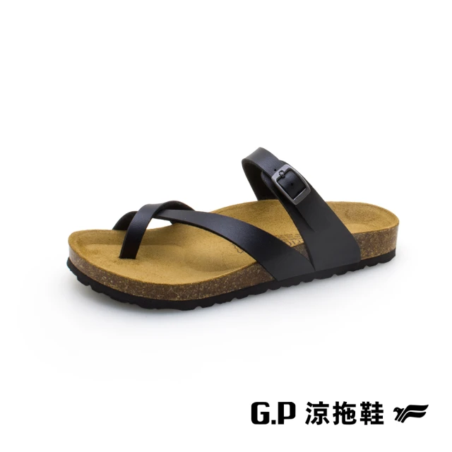 【G.P】女款簡約套指柏肯拖鞋W731-黑色(SIZE:35-39 共二色)