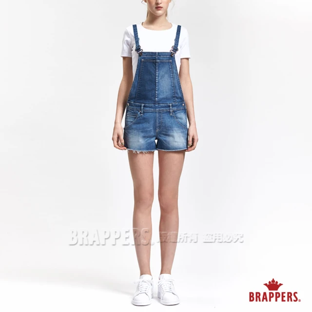 BRAPPERS【BRAPPERS】女款 Boy friend 系列-彈性拼色吊帶短褲(藍)