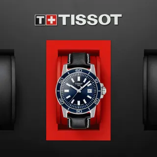 【TISSOT 天梭】Supersport 石英手錶-藍x黑/44mm(T1256101604100)