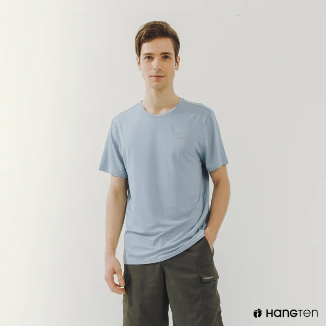 【Hang Ten】男裝-恆溫多功能-提織吸排抗菌短袖T恤(淺藍)