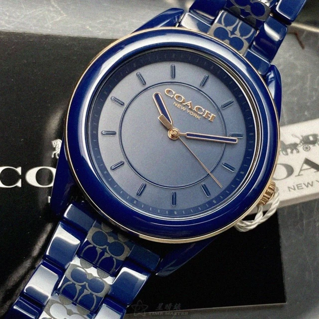 COACH【COACH】COACH蔻馳女錶型號CH00106(寶藍色錶面寶藍錶殼寶藍陶瓷錶帶款)