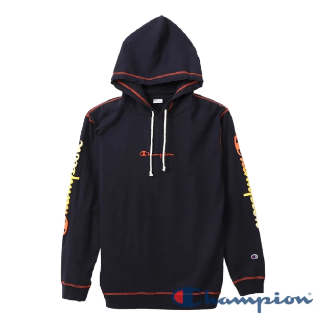 【Champion】Campus Logo連帽長袖Tee-深藍