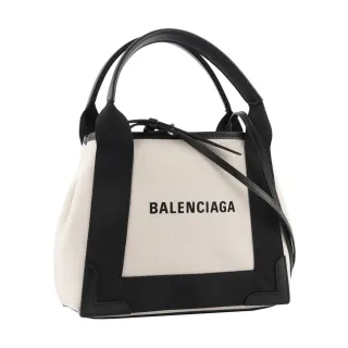 【Balenciaga 巴黎世家】NAVY CABAS帆布二用包/子母包_XS(米白/黑)