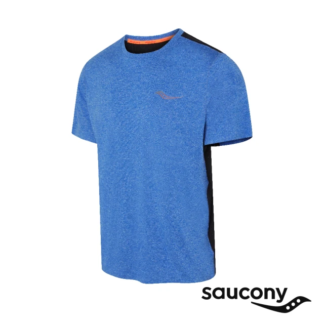 SAUCONY 索康尼【SAUCONY 索康尼】短袖排汗衫/男 服飾 原廠貨 TIME TRIAL SHORT SLEEVE(藍-SCSAM800287-BRH)