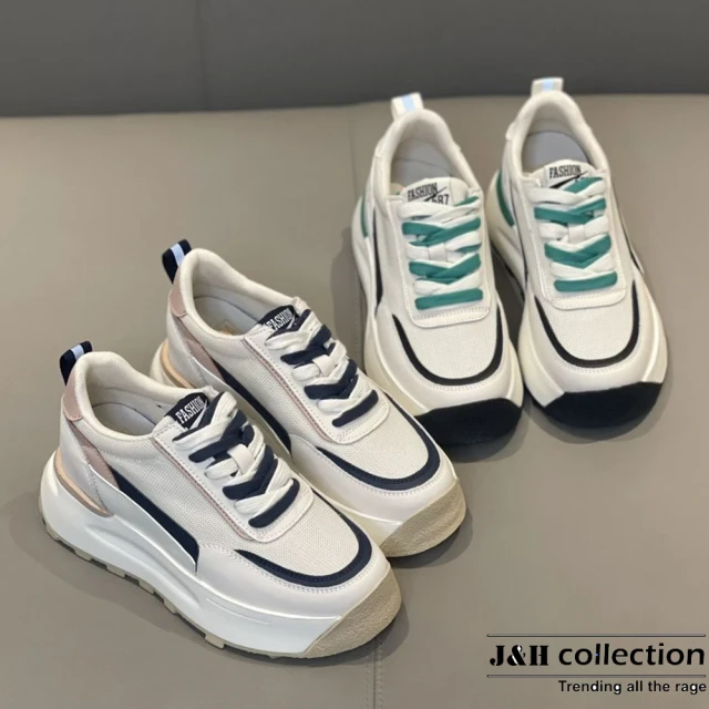 【J&H collection】休閒運動雙色繫帶老爹鞋(現+預 藍色 / 綠色)