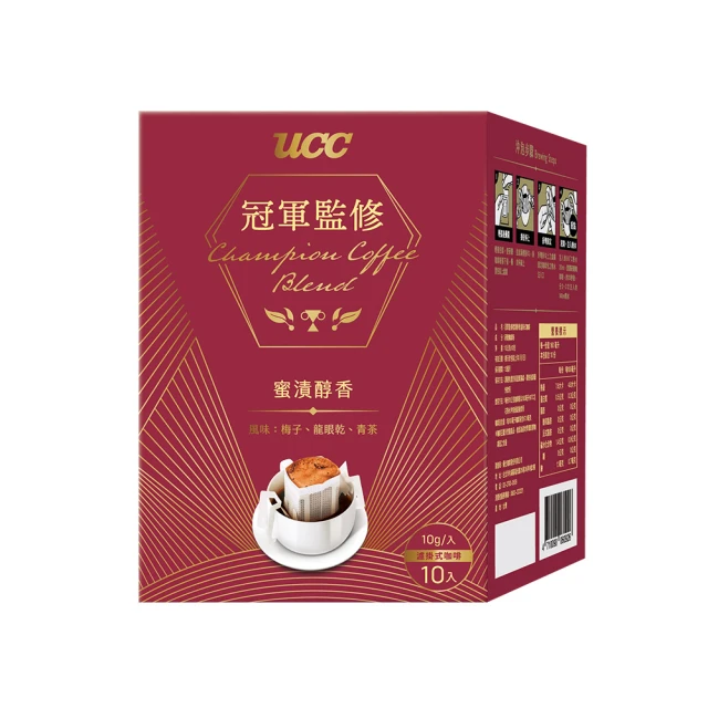 【UCC】冠軍監修蜜漬醇香濾掛式咖啡10g*10入(風味：梅子、龍眼乾、青茶)-momo購物