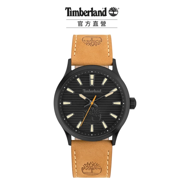 【Timberland】男錶 TRUMBULL系列 極簡紳士腕錶 皮帶-黑/小麥黃45mm(TDWGA2152003)