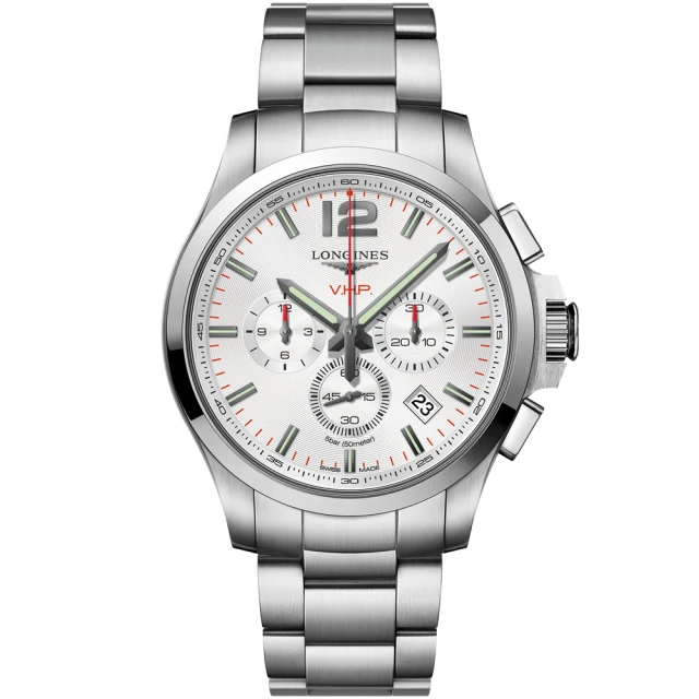 【LONGINES 浪琴】Conquest V.H.P. 三眼計時石英腕錶-44mm(L3.727.4.76.6)