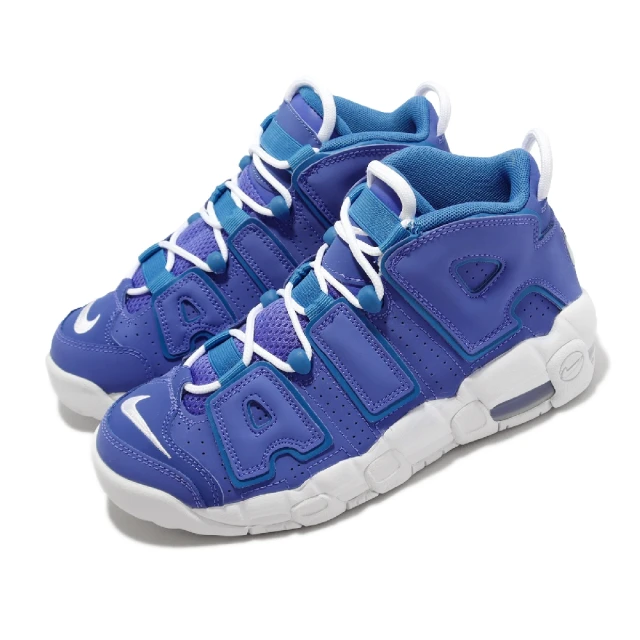 NIKE 耐吉【NIKE 耐吉】休閒鞋 Air More Uptempo GS 大童 女鞋 藍 白 氣墊 大AIR 復古籃球鞋(DM1023-400)