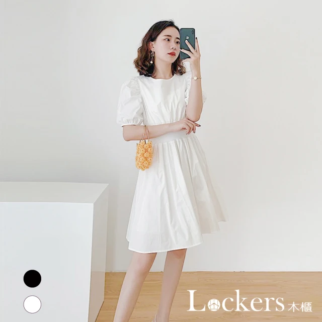 Lockers 木櫃【Lockers 木櫃】春夏泡泡袖瘦腰連衣裙 L111042101(瘦腰連衣裙)