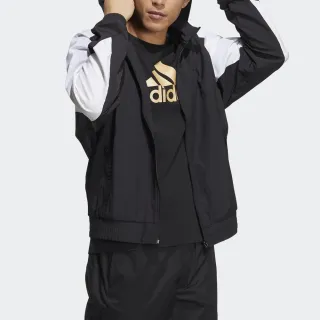 【adidas 愛迪達】運動外套 男外套 風衣外套 休閒外套 黑白 FI BRD SWT(HE7428)