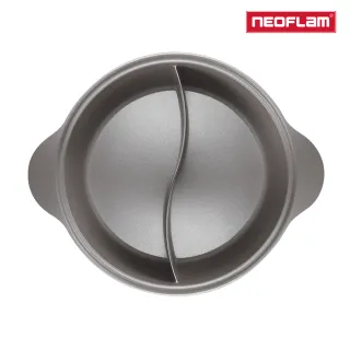 【NEOFLAM】陶瓷鑄造28公分鴛鴦鍋含玻璃蓋-四色任選(IH、電磁爐適用/不挑爐具)